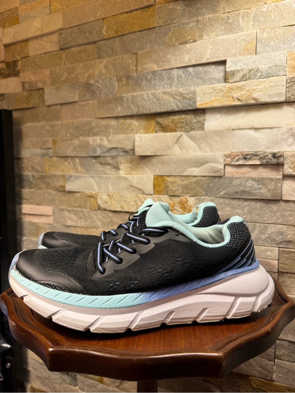 Women's Sz 7 Avia Hightail Athletic Black Aqua Running Walking Sneakers Shoes